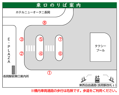 長岡駅東口 バスのりば ご案内 図